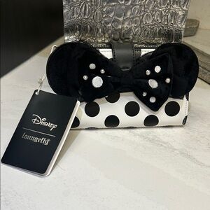 Loungefly Disney Black and White Polka Dot Bow Wallet